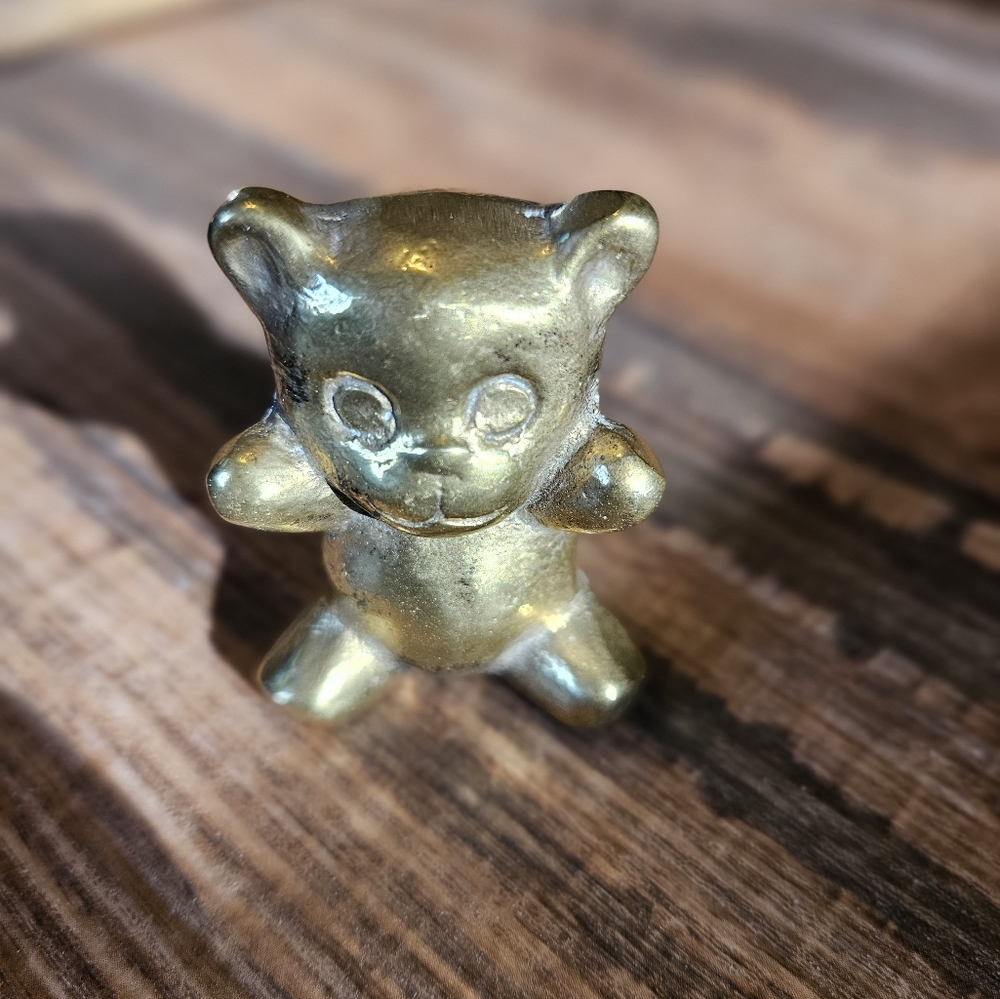 Vintage 1.75 in. brass teddy bear miniature collectible figurine paperweight. 6